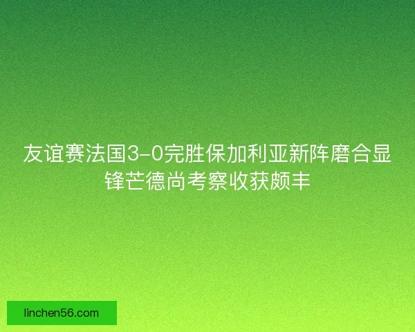 友谊赛法国3-0完胜保加利亚新阵磨合显锋芒德尚考察收获颇丰