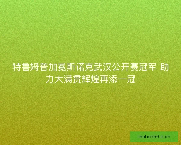 特鲁姆普加冕斯诺克武汉公开赛冠军 助力大满贯辉煌再添一冠